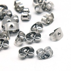 Earrings Findings Original Color Stainless Steel Ear Nuts, Earring Backs, 6x4.5x3.5mm, Hole: 1mm(X-STAS-E019-1B)