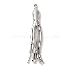 304 Stainless Steel Pendants, Octopus Charm, Stainless Steel Color, 44.5x18.5x2.5mm, Hole: 1.3mm(STAS-C110-01P)