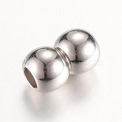 Acrylic Magnetic Clasps with Glue-in Ends, Double Round, Platinum, 18x11mm, Half Hole: 5mm(CCB-T001-01P)