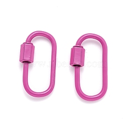 Spray Painted Brass Screw Carabiner Lock Clasps, for Necklaces Making, Oval, Deep Pink, 26x13x2mm(X-KK-B032-06)