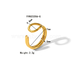 Stylish Stainless Steel Cuff Ring for Women's Summer Accessories, Golden, Inner Diameter: 0.67 inch(17mm)(WU8942-3)