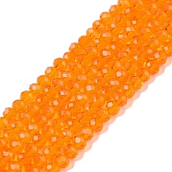 Glass Beads Strands, Faceted, Rondelle, Dark Orange, 2.9~3.3x2mm, Hole: 0.8mm, about 148~150pcs/strand, 15.55~15.75 inch(39.5~40cm)(EGLA-A044-T2mm-D25)