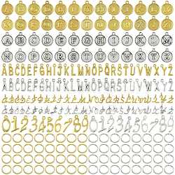 Tibetan Style Alloy Pendants, Letter & Number, Antique Silver & Golden, 10~19.5x5.5~12.5x0.8~3.5mm, Hole: 1.6~2mm(FIND-FS0005-07)