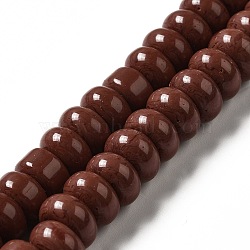 Handmade Lampwork Beads Strands, Rondelle, Saddle Brown, 9~10x4.5~5mm, Hole: 2.5~3mm, about 68~71pcs/strand, 14.17~16.14 inch(36~41cm)(LAMP-G156-20H)
