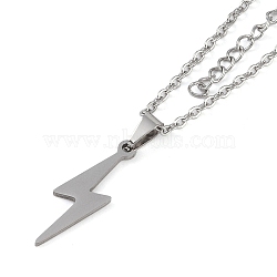 Non-Tarnish Lightning Bolt 201 Stainless Steel Pendant Necklaces for Women, Stainless Steel Color, 17.80 inch(45.2cm)(NJEW-G134-01P)