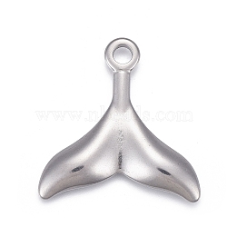 Non-Tarnish 304 Stainless Steel Charms, Laser Cut, Fishtail, Stainless Steel Color, 25.5x25x2.5mm, Hole: 2.5mm(STAS-F249-14P-01)