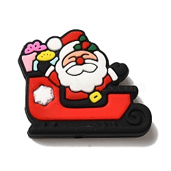 Christmas series Silicone Beads, Colorful, Santa Claus, 24.5x30x7.5mm, Hole: 2mm(SIL-S006-01H)