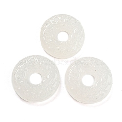 Opaque Resin Pendants, Textured Donut Charms, White, 29.5x7.5mm, Hole: 3mm(RESI-H153-11B)