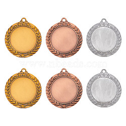 6Pcs 3 Styles Alloy Pendant Cabochons Settings, Blank Medal Award Trophy Insert Holder, Mixed Color, Tray: 43~43.5mm, 66.5~67x60x2.5mm, Hole: 4.5mm, 2pcs/style(FIND-FG0002-61)