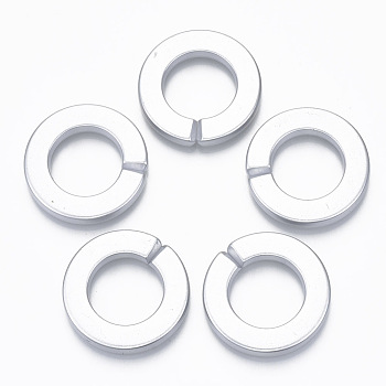 Opaque Spray Painted Acrylic Linking Rings, Quick Link Connectors, for Rolo Chains Making, Ring, Silver, 31.5x4.5mm, Inner Diameter: 18mm, about 187pcs/500g