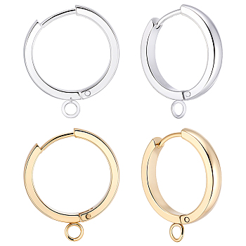 16Pcs 2 Colors 201 Stainless Steel Huggie Hoop Earrings Findings, with Vertical Loop, with 316 Surgical Stainless Steel Earring Pins, Ring, Golden & Silver, 20x3mm, Hole: 2.7mm, Pin: 1mm, 8pcs/color