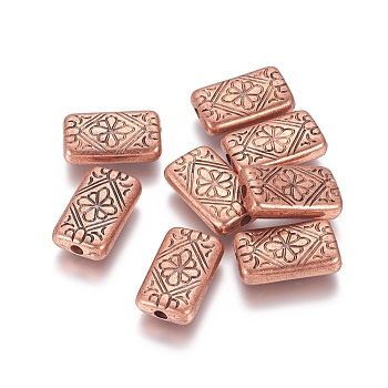 CCB Plastic Beads, Rectangle with Flower, Red Copper, 21.5x13x5mm, Hole: 3mm