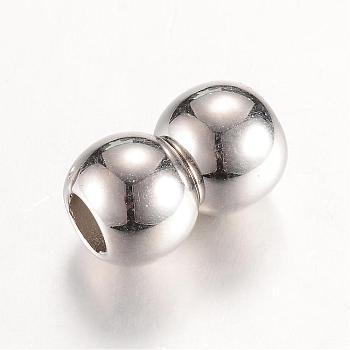 Acrylic Magnetic Clasps with Glue-in Ends, Double Round, Platinum, 18x11mm, Half Hole: 5mm