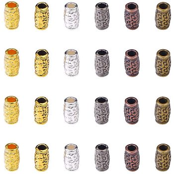 Tibetan Style Alloy Beads, Column, Golden & Silver & Antique Golden & Gunmetal & Red Copper & Antique Bronze, 12x7mm, Hole: 3.5mm, 180pcs/box