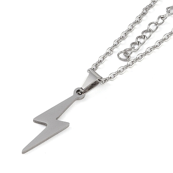 Lightning Bolt 201 Stainless Steel Pendant Necklaces for Women, Stainless Steel Color, 17.80 inch(45.2cm)