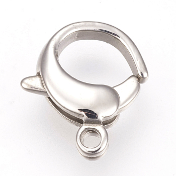 304 Stainless Steel Lobster Claw Clasps, Stainless Steel Color, 12x10.5x3mm, Hole: 1.5mm