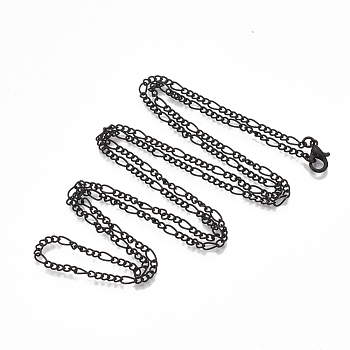 Brass Coated Iron Curb Chain Necklace Making, with Lobster Claw Clasps, Black, 32 inch(81.5cm)