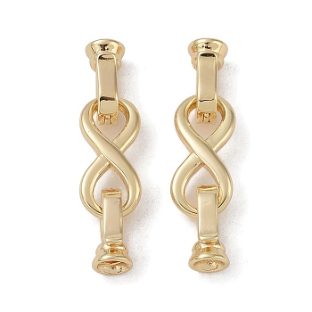 Brass Fold Over Clasps, Infinity, Real 18K Gold Plated, 26.5mm