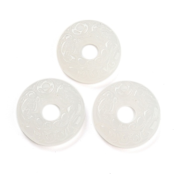 Opaque Resin Pendants, Textured Donut Charms, White, 29.5x7.5mm, Hole: 3mm