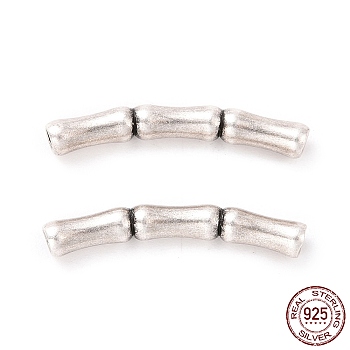 925 Sterling Silver Tube Beads, Bamboop-shaped with Textured, Antique Silver, 18x4x2.5mm, Hole: 1.4mm, about 30Pcs/10g