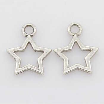 Tibetan Style Alloy Charms, Star, Christmas, Antique Silver, Lead Free & Cadmium Free, 14x10x2mm, Hole: 1.5mm