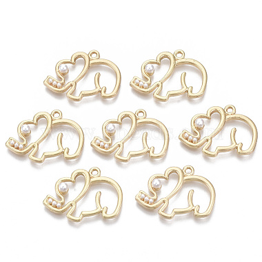 Light Gold White Elephant Alloy+Other Material Pendants