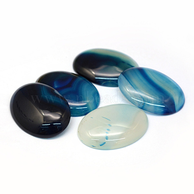 40mm SteelBlue Oval Striped Agate Cabochons