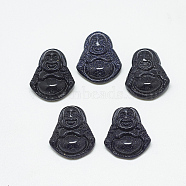 Synthetic Blue Goldstone Pendants, Maitreya, 18~19x15~16x7.5~8mm, Hole: 1mm(G-T122-15A-18)