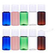 PET Plastic Empty Flip Cap Bottles, with PP Plastic Lids, for Travel Liquid Cosmetic Sample Storage, Mixed Color, 2.3x5.65cm, Capacity: 10ml(0.34 fl. oz)., 30pcs/set(MRMJ-BC0001-55-1)