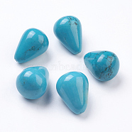 Natural Magnesite Beads, Dyed, Turquoise, Half Drilled, Drop, Turquoise, 25x19mm, Half Hole: 1mm(G-E482-04A)