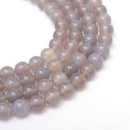Round Natural Grey Agate Bead Strands, Grade A, 4~5mm, Hole: 1mm, about 95pcs/strand, 15.7 inch(G-R345-4mm-07)