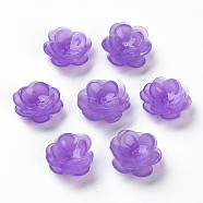 Plastic Beads, Flower, Medium Purple, 13x13x5.5~6.5mm, Hole: 1~1.4mm(KY-N015-70-01)