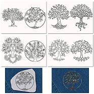 Non-Woven Embroidery Aid Drawing Sketch, Rectangle, Tree of Life, 297x210mmm, 4pcs/set(DIY-WH0538-009)