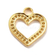Ion Plating(IP) 304 Stainless Steel Pendants Rhinestone Setting, Heart, Real 18K Gold Plated, 15x14.5x2mm, Hole: 2.5mm, Fit for 1mm rhinestone(STAS-A066-04G)