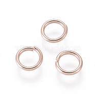 304 Stainless Steel Open Jump Rings, Rose Gold, 18 Gauge, 6.5x1mm, Inner Diameter: 5mm(STAS-O098-02RG-03)