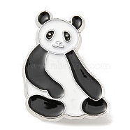 Panda Enamel Pins, Platinum Plated Alloy Badge for Backpack Clothes, White, 26x19x1.5mm(JEWB-K012-05E-P)