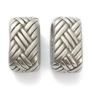 304 Stainless Steel Linking Rings, Oval with Weave Pattern, Antique Silver, 12x6x6.5mm, Inner Diameter: 9x3.5mm(STAS-I181-052AS)
