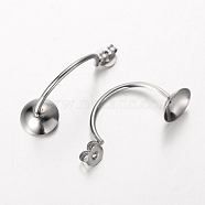 304 Stainless Steel Stud Earring Findings, Stainless Steel Color, 25x8mm, Hole: 0.8mm(STAS-O084-07)