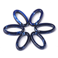 Acrylic Linking Rings, Quick Link Connectors, For Jewelry Chains Making, Imitation Gemstone Style, Oval, Dark Blue, 35x19.5x6mm, Hole: 25.5x10mm, about 235pcs/500g(OACR-S021-21B)