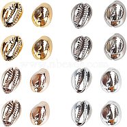 Electroplated Shell Beads, Cowrie Shells, Mixed Color, 15~20x10~12x5~6mm, Hole: 12~14x2~3mm, 4 colors, 10pcs/color, 40pcs/box(BSHE-GA0001-01)