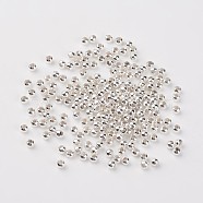 Iron Spacer Beads, Round, Silver Color Plated, 3mm in diameter, 3mm thick, Hole: 1.2mm(E006-S)