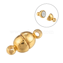Brass Magnetic Clasps with Loops, Oval, Nickel Free, Golden, 11x5mm, Hole: 1mm(X-KK-D331-G-NF)