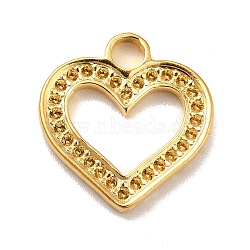 Ion Plating(IP) 304 Stainless Steel Pendants Rhinestone Setting, Heart, Real 18K Gold Plated, 15x14.5x2mm, Hole: 2.5mm, Fit for 1mm rhinestone(STAS-A066-04G)