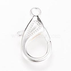 Alloy Lobster Claw Clasps, Silver Color Plated, 29.5~30x14x5.5mm, Hole: 4mm(KK-S303-03)