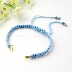 Nylon DIY Bracelet Making, with Hematite Beads and Brass Rings, Golden, Sky Blue, 140~145x4~6mm(X-AJEW-C001-4)