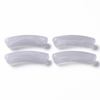 Two Tone Acrylic Beads, Imitation Gemstone, Curved Tube, Silver, 31x9.5x7.5mm, Hole: 1.8mm, about 345pcs/500g