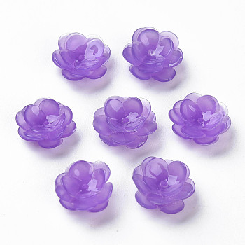 Plastic Beads, Flower, Medium Purple, 13x13x5.5~6.5mm, Hole: 1~1.4mm