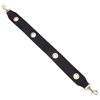 Imitation PU Leather Bag Straps, with Alloy Swivel Clasps, for Bag Straps Replacement Accessories, Black, 52.5x4cm