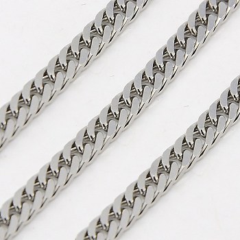 304 Stainless Steel Double Link Chains, Unwelded, Faceted, Stainless Steel Color, 3x1.5mm
