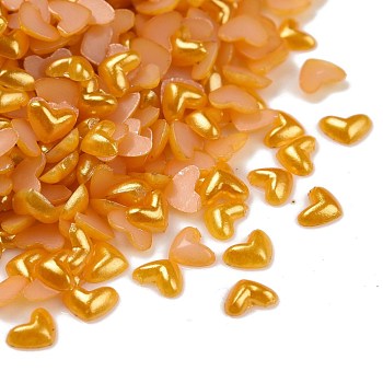ABS Plastic Imitation Pearl Cabochons, Heart, Goldenrod, 3x3x1mm